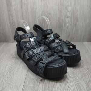 Underground England Creeper Sandal‎ Black Snake Leather Platform Sole UK 9 US 10
